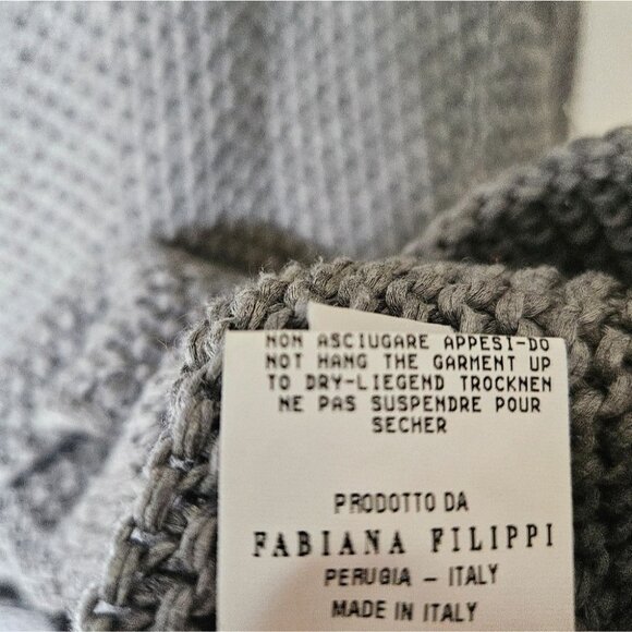 Fabiana Filippi Textured Knit Cardigan Women's Sz L Grey Cotton Designer Italy - Picture 9 of 9
